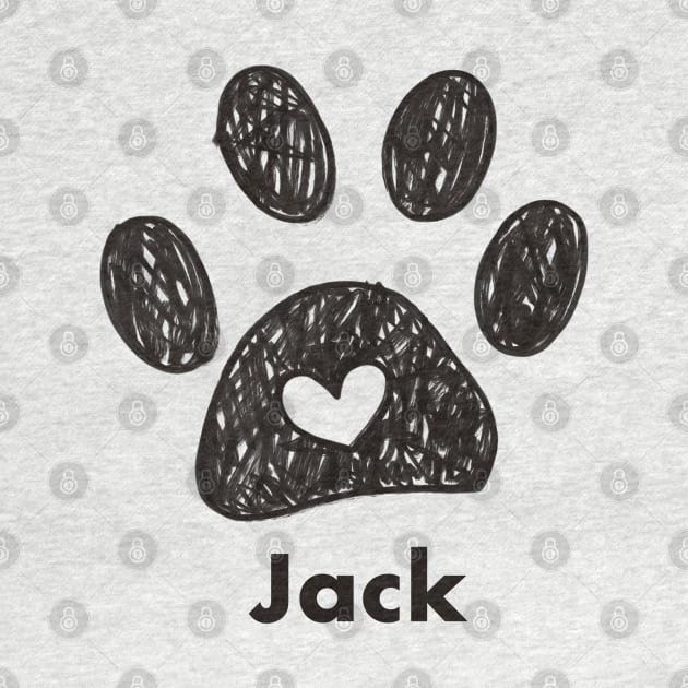 Jack name made of hand drawn paw prints by GULSENGUNEL